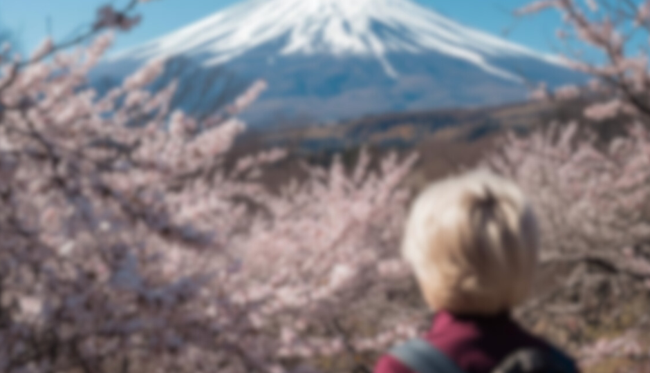 Senior traveler enjoying a peaceful view of Mount Fuji during a Japan travel itinerary for seniors