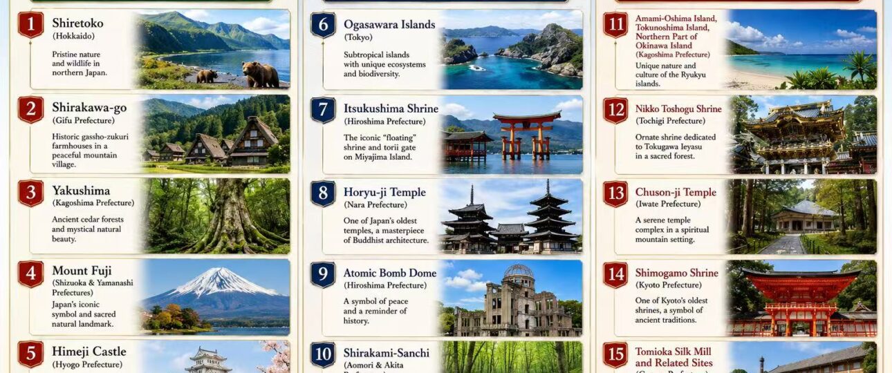 Japan's 15 Most Inspiring World Heritage Sites, Chosen by Japanese Travelers. Part 1 Japan's 15 Most Inspiring World Heritage Sites, Chosen by Japanese Travelers. Part 1